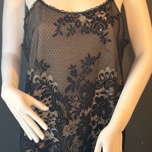 Private Luxury Sexy/Feminine Black Lace Camisole Top with Tan Underlay SZ LG